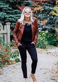 Elisa light brown leather jacket womens
