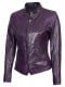Women purple cafe racer real leather jacket