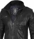 Tavares Wash Black Leather Jacket Mens