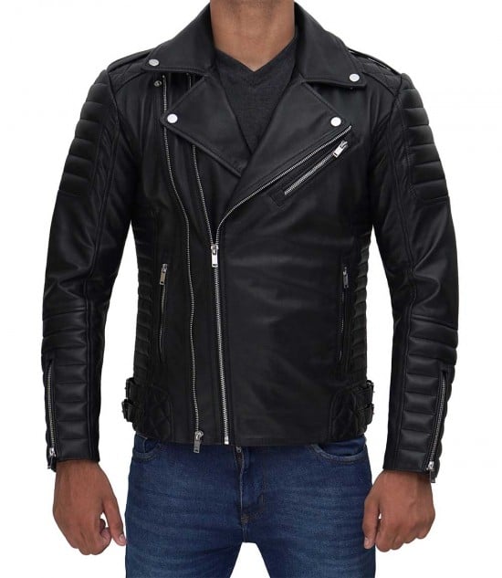 leather black biker jacket