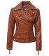 tan asymmetrical leather jacket for women