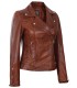 real leather womens jacket cognac wax