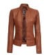 Brown Leather Biker Jacket Women