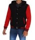 black and red letterman with hood