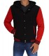 Mens Black and red Varsity jacket with hood
