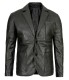 Mens Black Leather Blazer