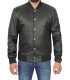 bomber black leather jacket for men