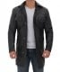 mens black leather car coat