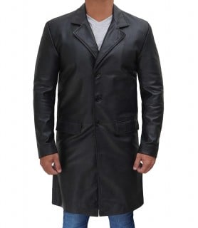Cowhide Leather Walking Long Coat