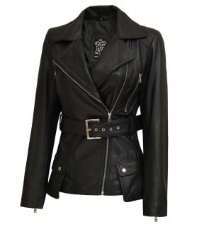 black vintage leather coat