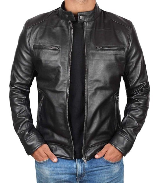 Dodge lambskin motorcycle mens leather jackets