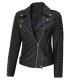 womens black biker quilted leather jacket
