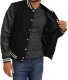 mens black letterman jacket with leather sleeves