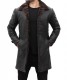 Black dark brown shearling leather coat