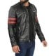 mens leather jacket with sleeves stripe