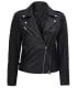 black leather quilted biker jacket