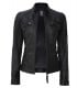 womens real leather black jacket