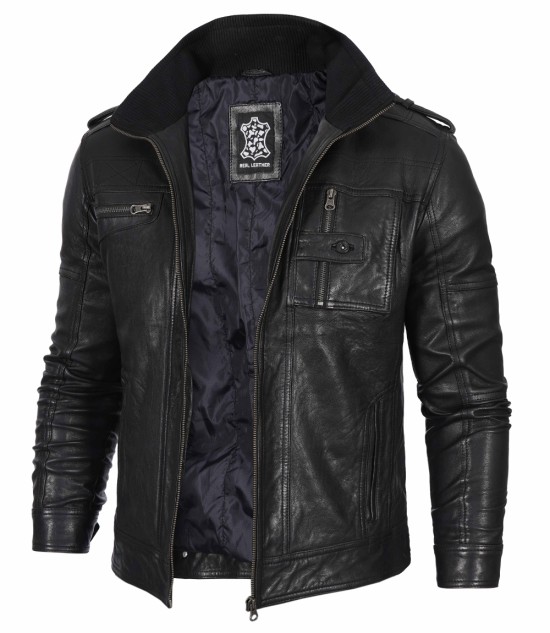 Tavares Wash Leather Jacket Black Angel jackets