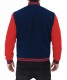 navy blue and red letterman jacket