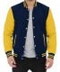 Navy Blue and Yellow Letterman Jacket
