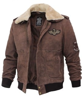 shearling leather bomber jacket