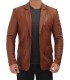 mens brown leather blazer