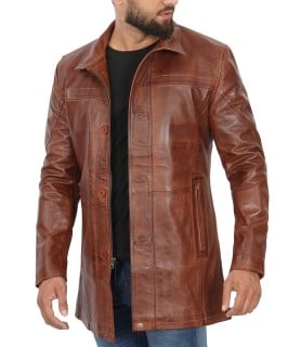 Men's Bristol Cognac Leather Coat