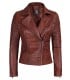 Brown moto-style leather jacket