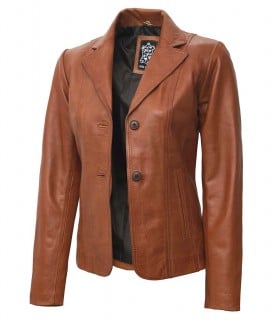 tan leather blazer jacket
