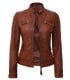 womens real leather brown jacket