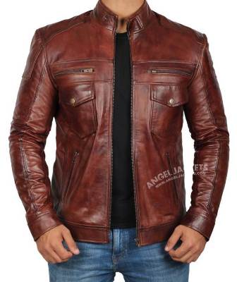 Vintage Distress Brown Leather Jacket