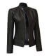 black moto leather jacket women