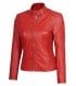 womens red quilted leather jacket