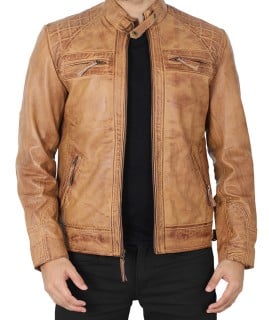 leather jacket camel brown