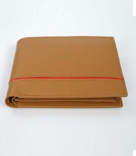 camel red stripe leather wallet