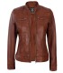 brown motorcycle leather jacket women