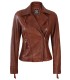 Womens asymmetrical biker leather jacket