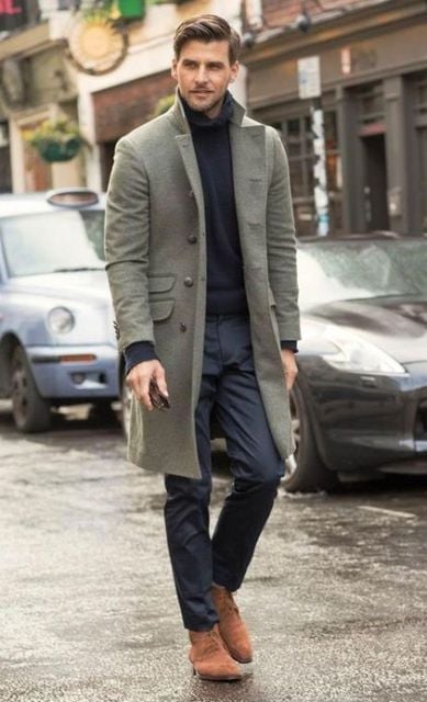 Stylish Winter Travel Clothes for men for refined look by long coat