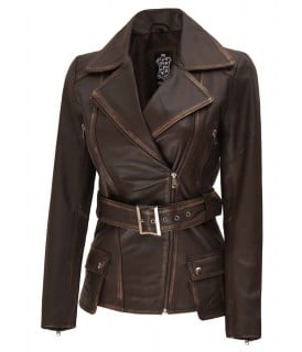 dark brown leather jacket womens
