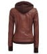 women's brown leather jacket with hood