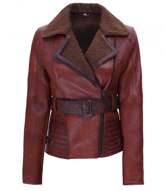 shearling leather jacket womens