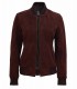 women brown suede leather jacket