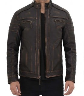 monroe distressed brown leather jacket