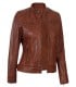 women cognac leather biker jacket