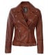 Elisa cognac leather jacket women