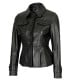 Women Black Short Body Peplum Leather Jacket