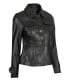 Women's Short Body Peplum Leather Jacket Black