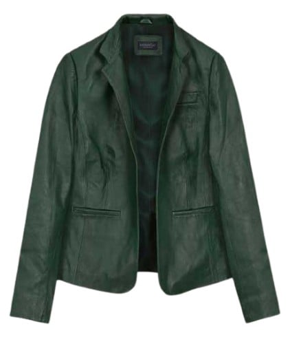 Green leather Jacket for women