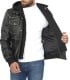 Mens Grey Leather Bomber Jacket with Removable Hood