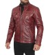 Hand-Waxed Mens Maroon Leather Jacket